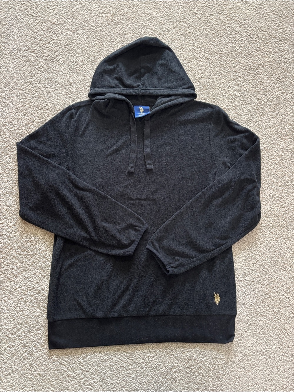 U.S. Polo Assn. Black Hooded Pullover with Embroidered Pony